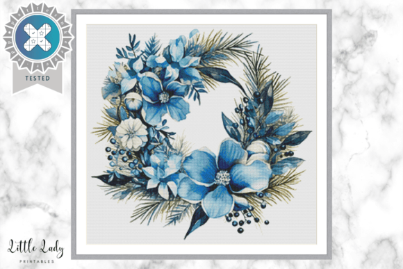 Blue Christmas Cross Stitch Pattern PDF Review for Sweatshirt Embroidery