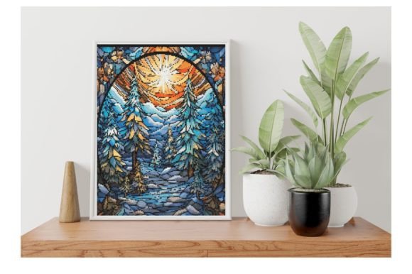Stained Glass Fir Trees Cross Stitch Design Review for Small Business Merch