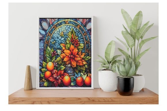 Stained Glass Poinsettia Cross Stitch Review for Apparel Projects